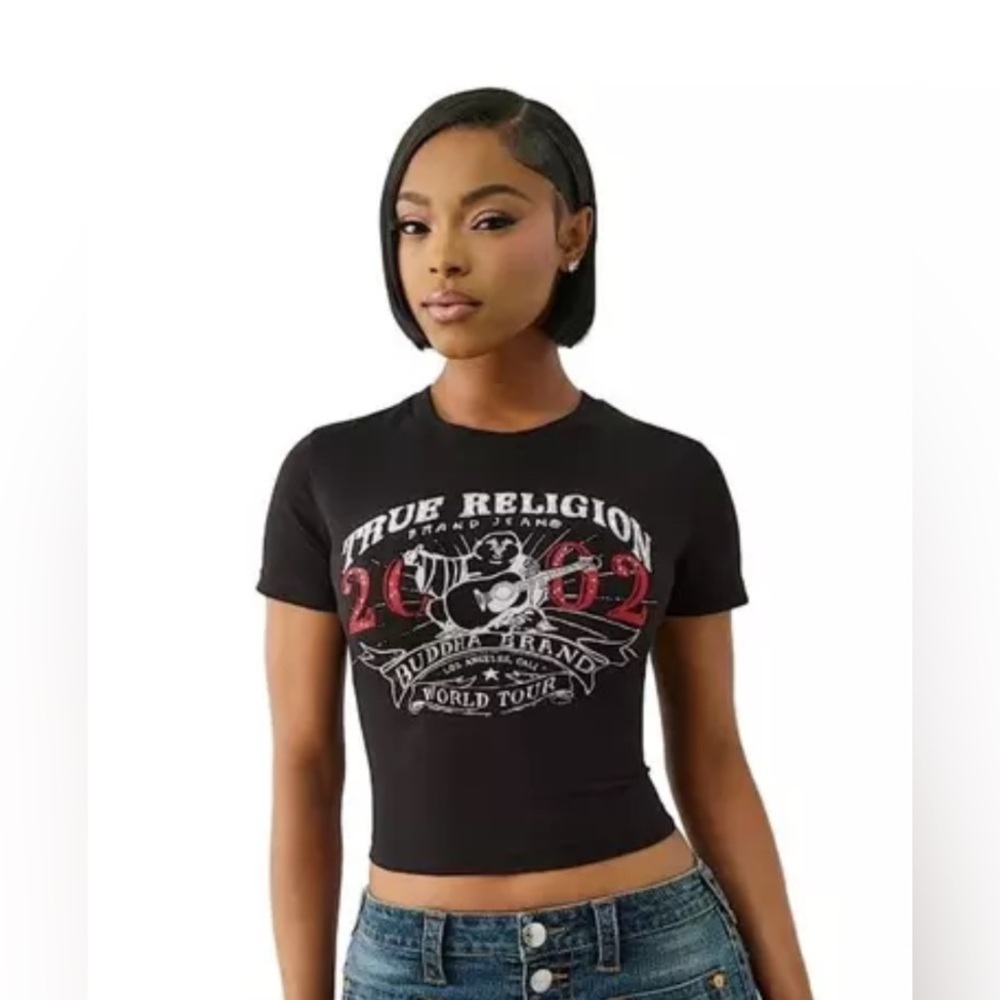 True Religion Women's Buddha Graphic Tee - Charcoal L